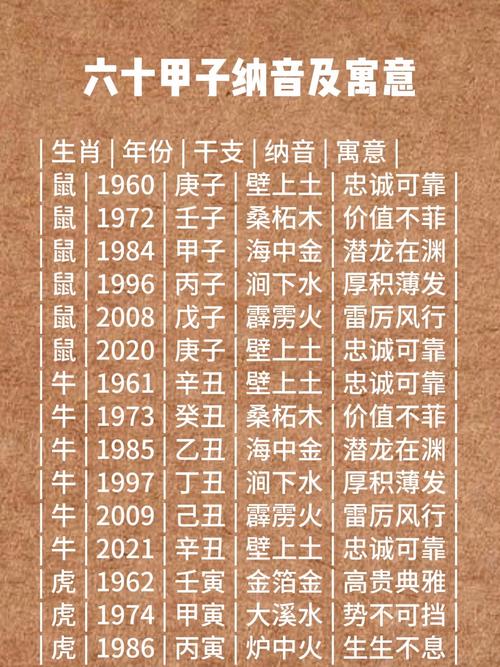 1981年甲子年属什么命，对应的纳音年命是什么？