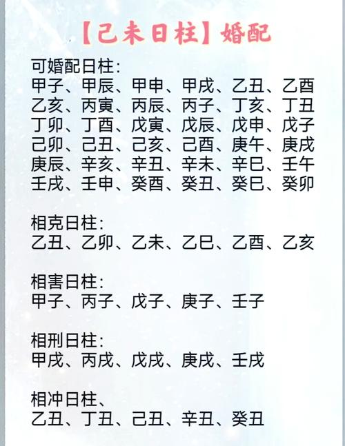 己未女命与哪种日柱的男命结合最为合适？