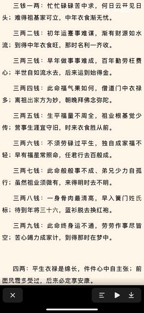 古代三两命和四两三钱命运解说分别叫什么？能否详细解说其命运内涵？