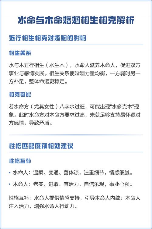 水命和木命的人最适合与哪种命理相配？他们的婚姻关系是否和谐？