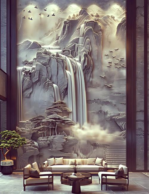 风水画中瀑布元素对家居风水布局有何影响？