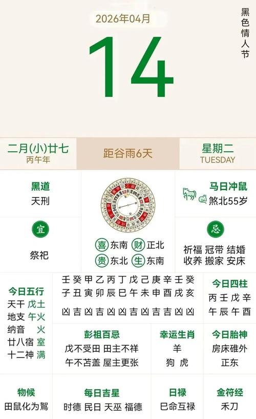 2026年4月1日农历二月十四日是分手吉日吗？今天黄历上显示适合分手吗？