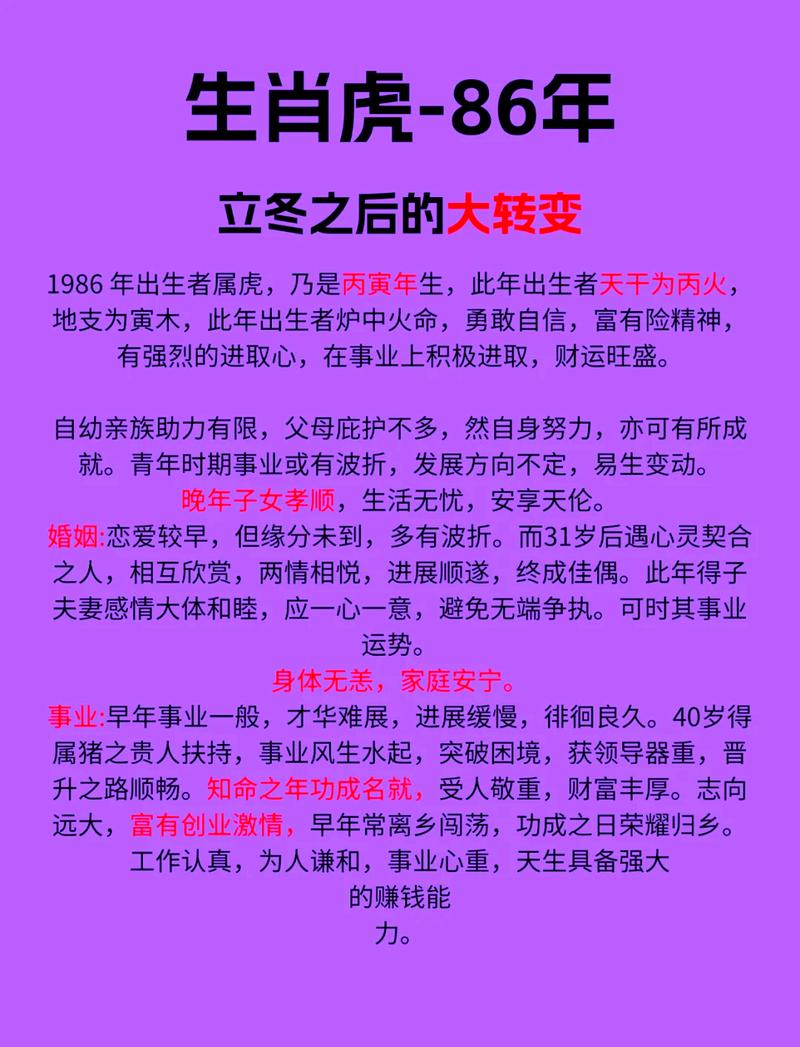 1986年属虎人是什么命？1974年属虎人又是什么命呢？