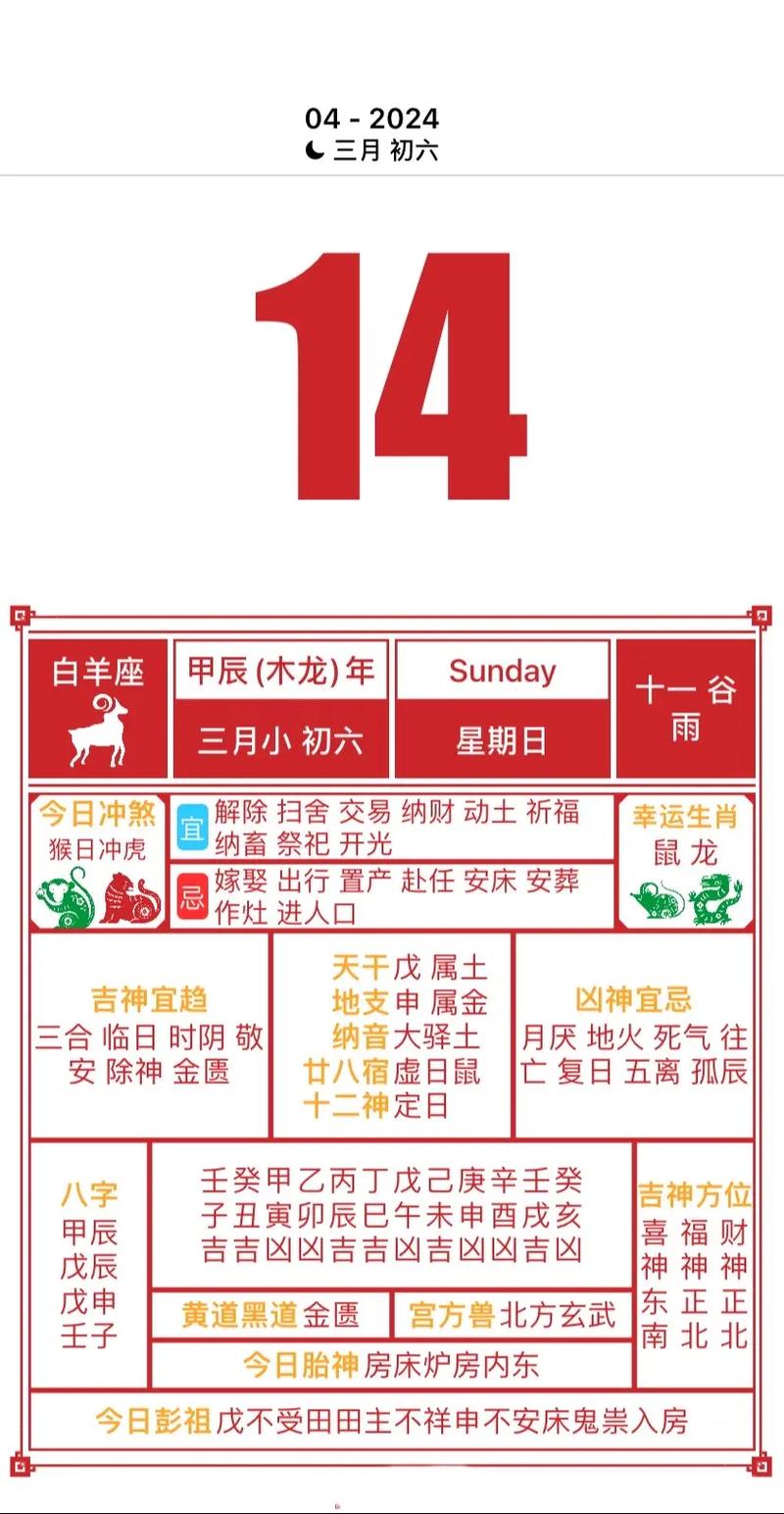 2026年4月1日农历二月十四适合纳畜吗，今天可以纳畜吗？