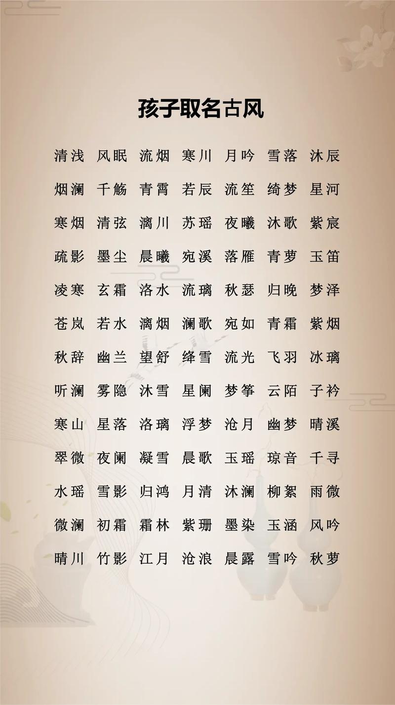 宝宝古风名字大全中，有没有特别文雅的名字推荐呢？