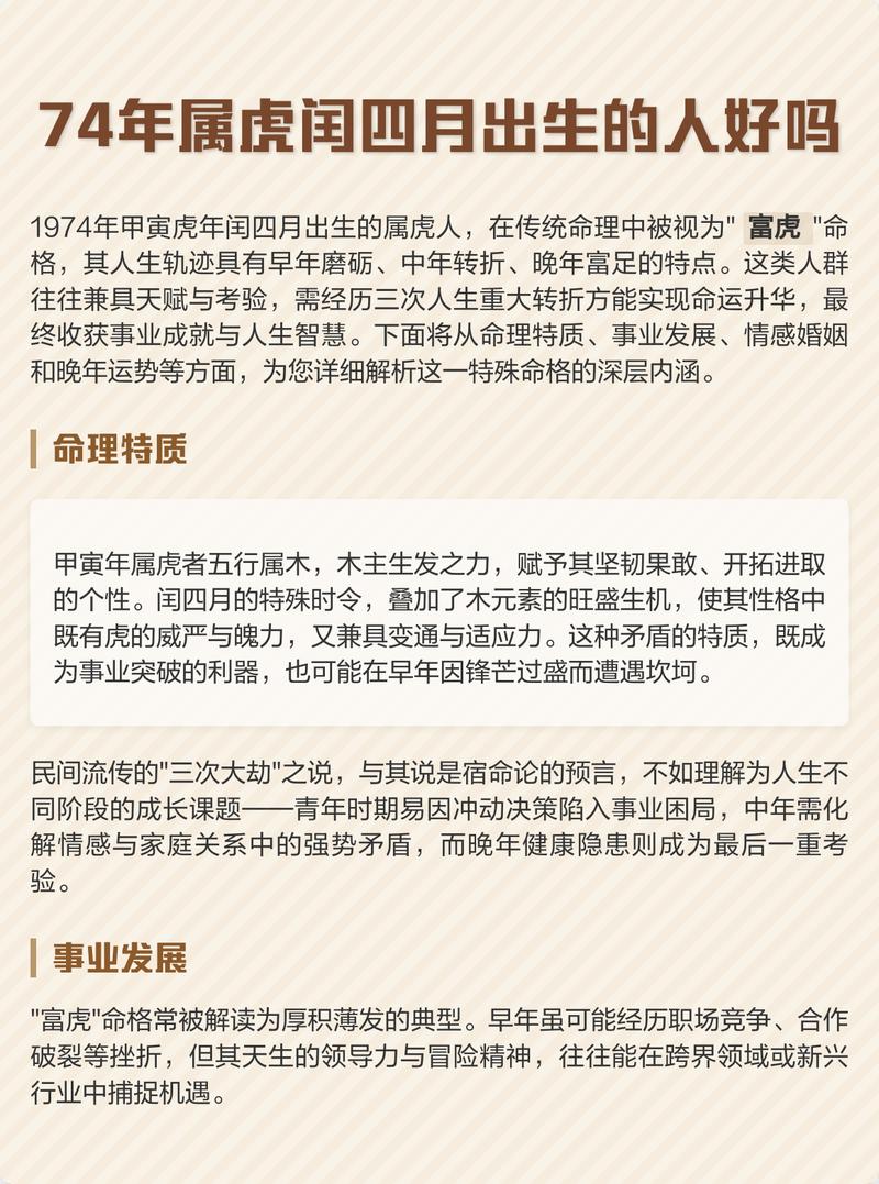 1974年出生的人属什么命？74年属虎是木虎还是水命？