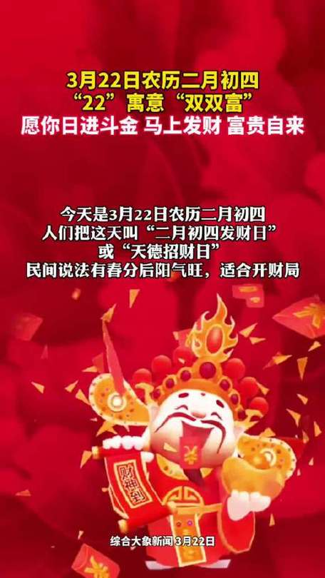 2026年3月22日农历二月初四适合纳财吗，今日进行纳财活动合适吗？